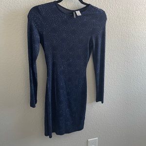 H&M sparkle open back long sleeve dress size 4